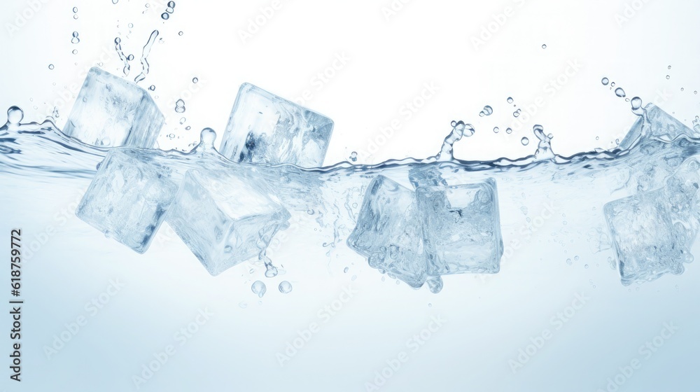Ice cubes background, ice cube texture, ice wallpaper It makes me feel fresh and feel good. In the summer, ice and cold drinks will make us feel relaxed, Made for beverage business. Generative AI