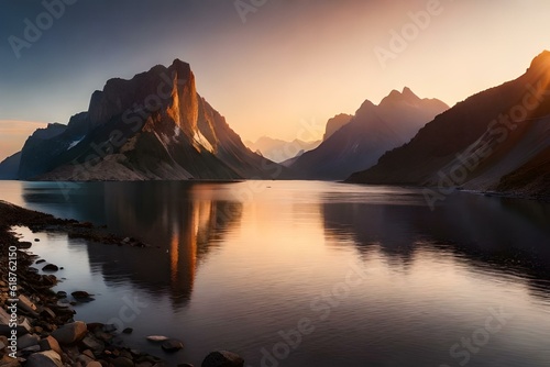 sunrise over the lake generative by AI tool