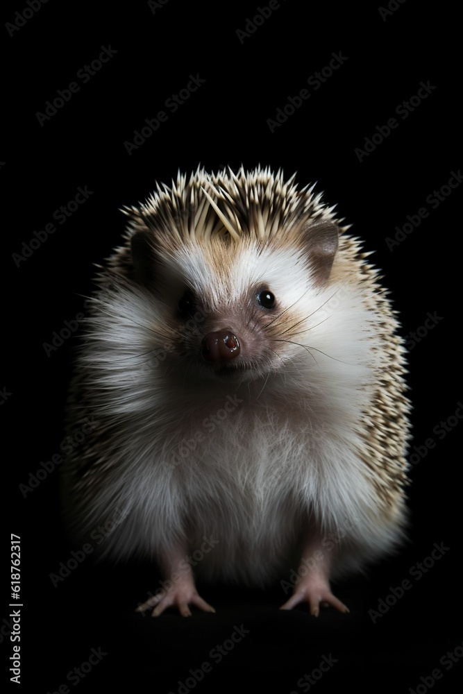 AI generated illustration of a hedgehog on a dark background AI generated illustration of a hedgehog on a dark background