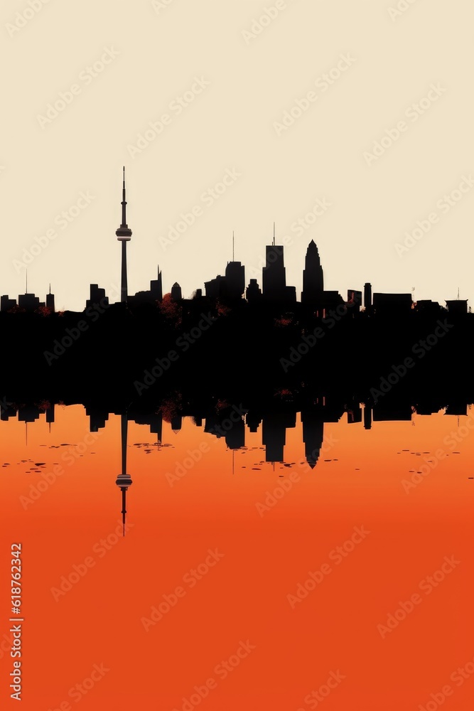 minimalist city skyline silhouette, created with generative ai