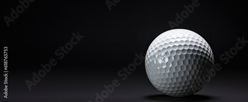 Close-up of golf ball isolated on black backdrop. Generative AI