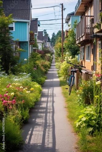 bicycle lane in a sustainable neighborhood  created with generative ai