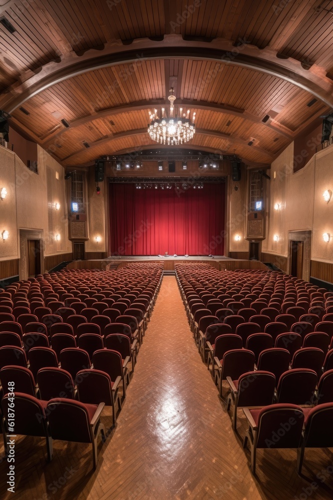 Naklejka premium wide shot of an empty auditorium before the event, created with generative ai