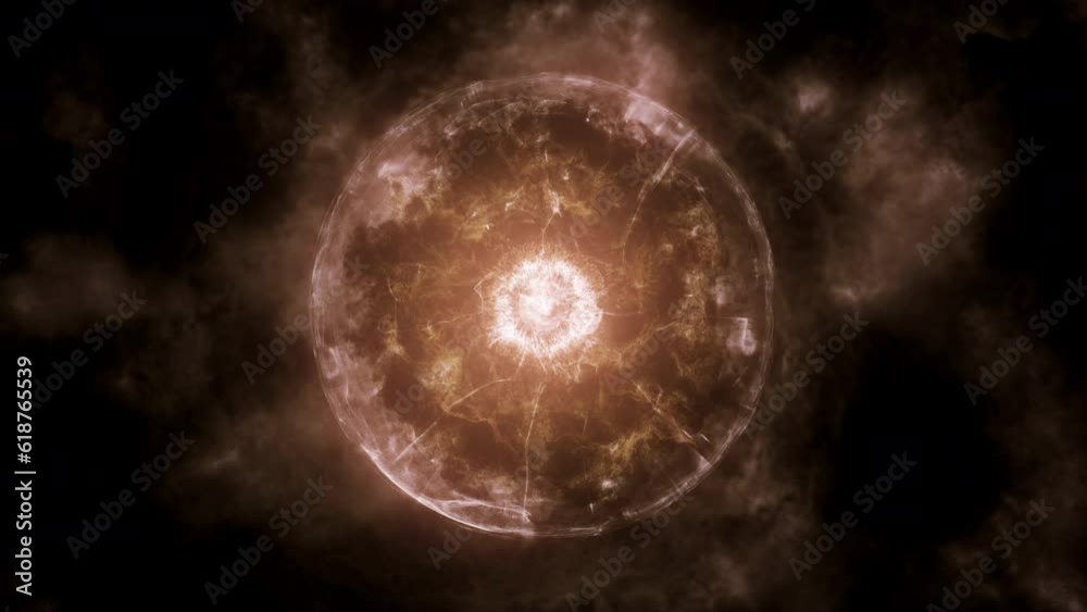 Bright magic star energy slow appearing in space black background