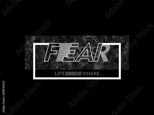 Streetwear clothing Fear typography vector template graphic tees ready for print
