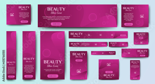 Beauty cosmetic products ads banner template design. vector