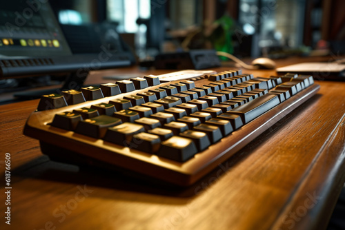 High-Tech Computer Mouse and Keyboard on Table - Created with Generative AI Tools