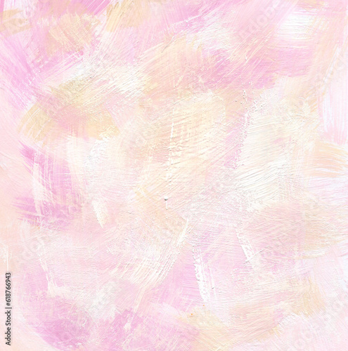 Square artistic pink and yellow background with dry brush acrylic paints