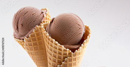 ice cream in waffle cone created with generative ai technology