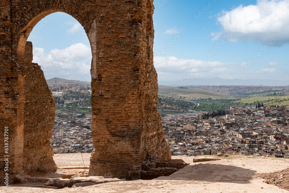 Remains of the ancient Merinid tombs on a near downtown Fes