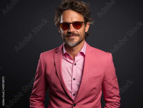 Portrait of a stylish, elegant man wearing dark glasses, Ai Generation