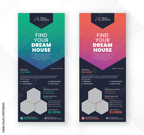 Dark colorful real estate business agency and industrial roll up display exhibition standee banner