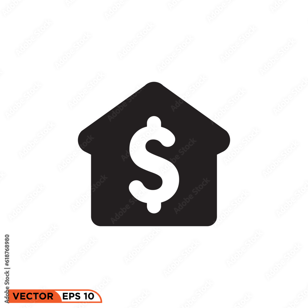 Icon vector graphic of Dollar House solid Icon vector graphic of Dollar House solid
