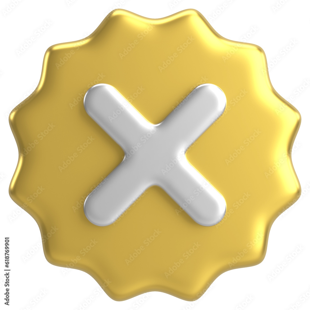 Obraz premium 3D close button. Cross sign. 3D illustration.
