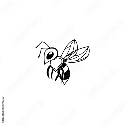 Flying honey bee, sketch style icon