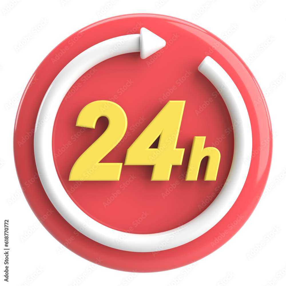 24 hours service icon. 3D illustration. 24 hours service icon. 3D illustration.