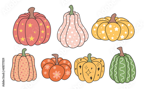 Pumpkin clip art, fall clip art vector