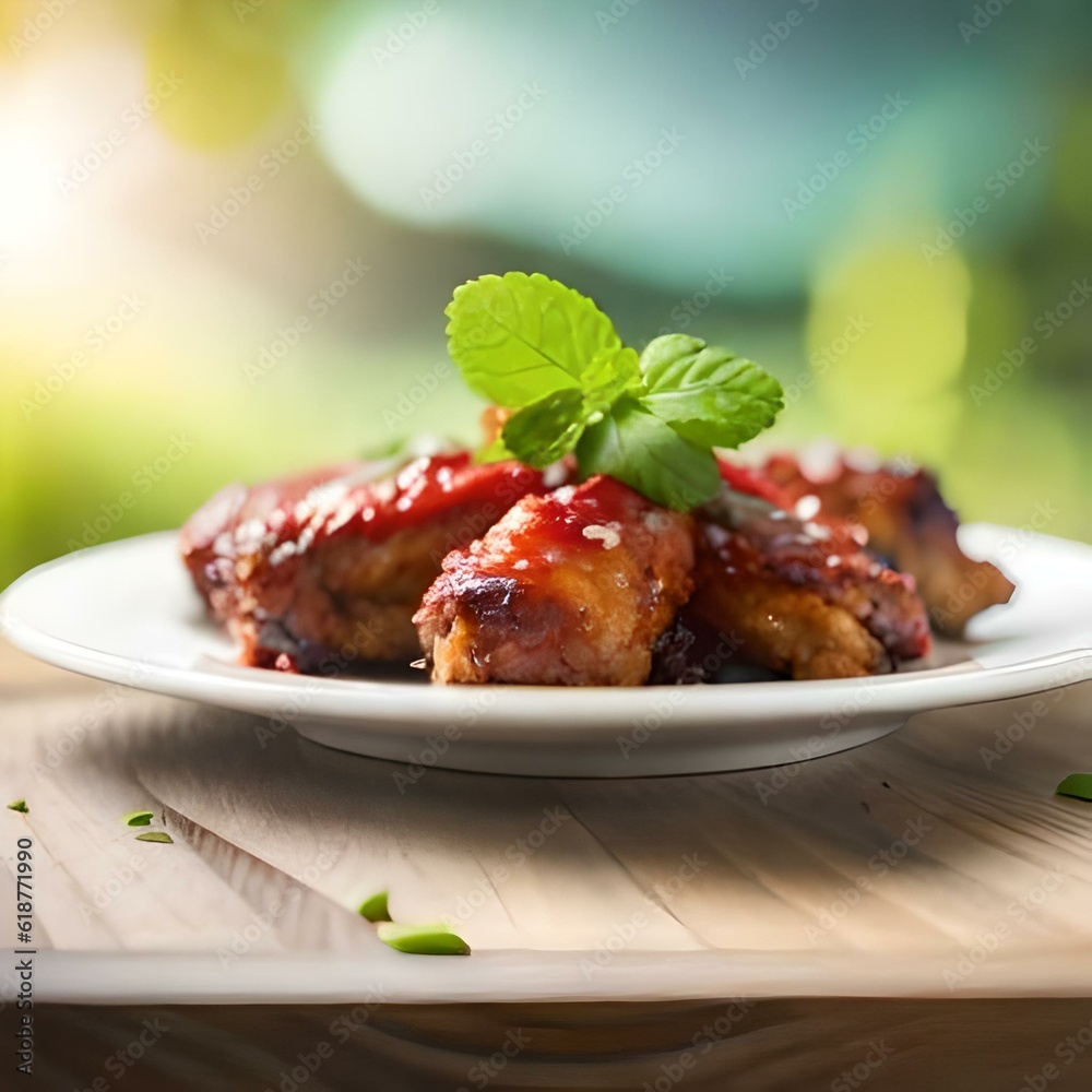 Grilled chicken wings with barbecue sauce on a neutral backgroundl artificial intelligence background Grilled chicken wings with barbecue sauce on a neutral backgroundl artificial intelligence background