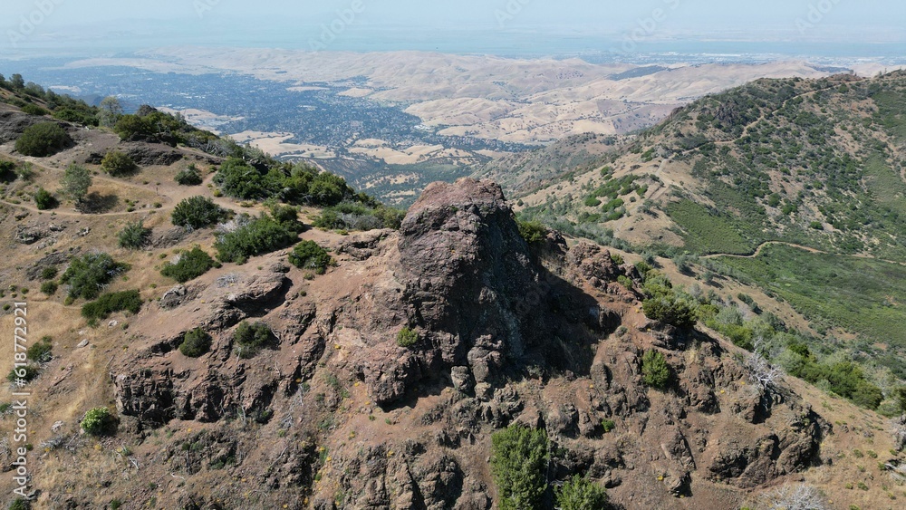 View of Devils Pulpit Mount Diablo mountain range, with the peak visible in the distance