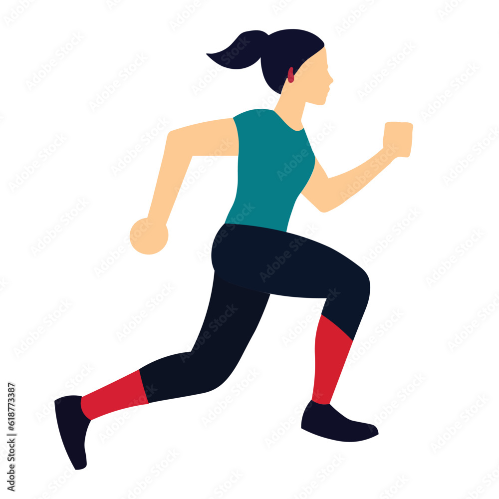 Vector design of a young woman jogging on a white background Vector design of a young woman jogging on a white background