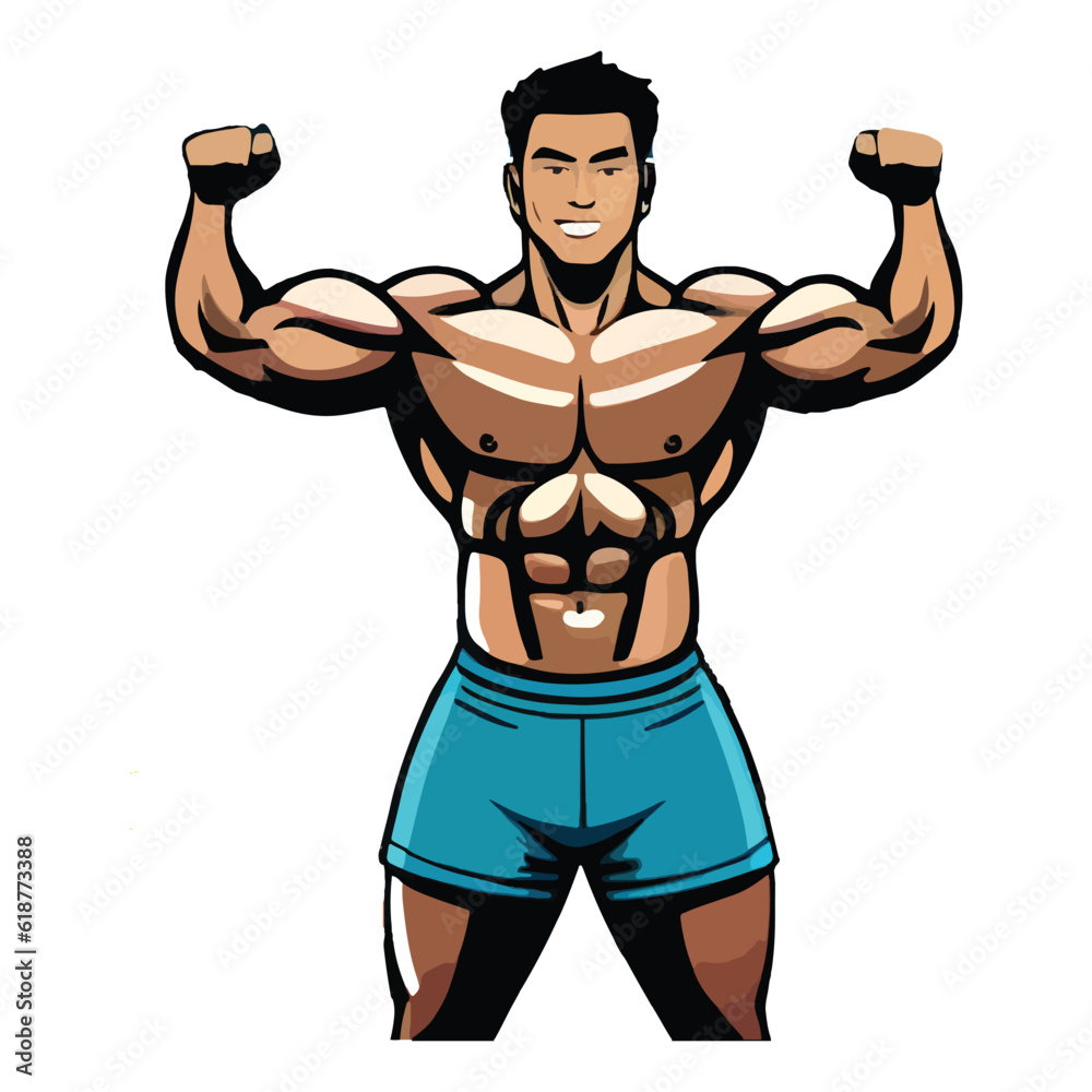 Vector illustration of a man proudly displaying his muscular arm Vector illustration of a man proudly displaying his muscular arm