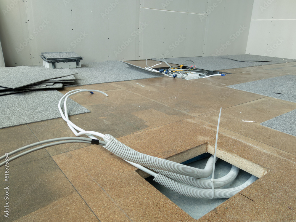 Installation of floor electrical sockets in the floor