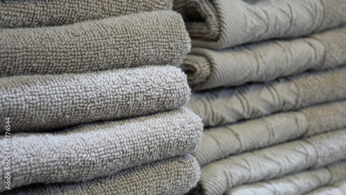 Close-up of terry cloth bath towels