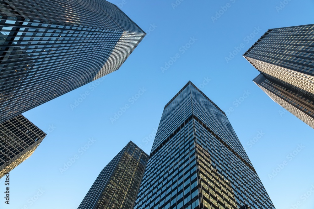 Low-angle shot of the iconic skyline of New York City, USA.