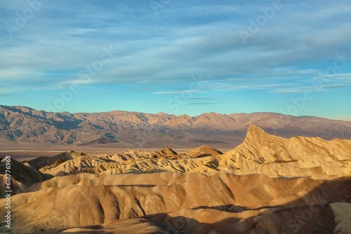 Point Zabriskie in Death Valley National Park, California, in the morning.