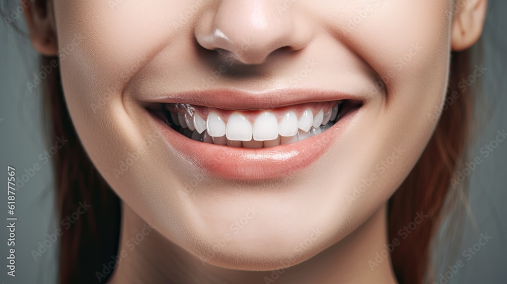 Close up of teeth and teeth whitening. Generative AI Close up of teeth and teeth whitening. Generative AI