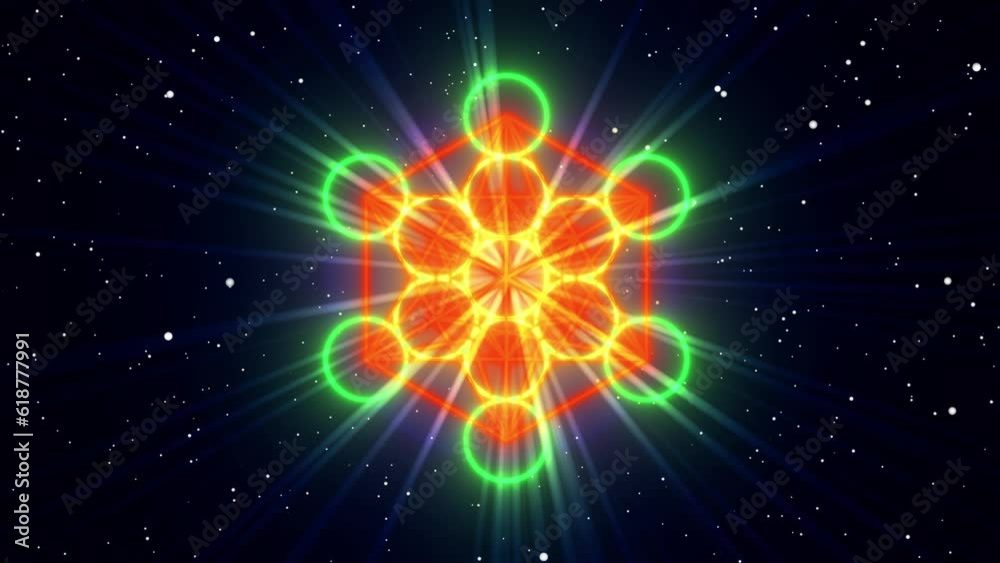 Sacred geometry Metatron Cube symbol with light effect