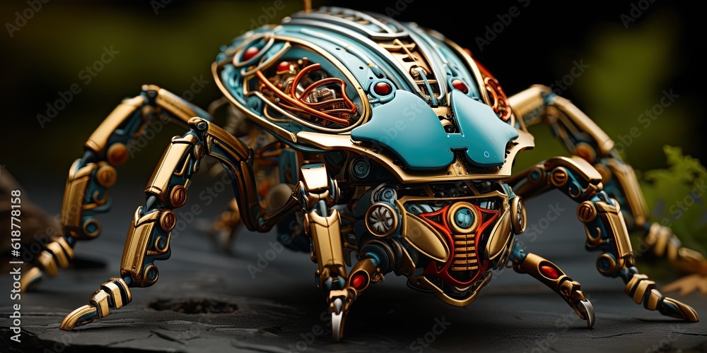 Fototapeta premium Futuristic and robotic insect. Generative AI