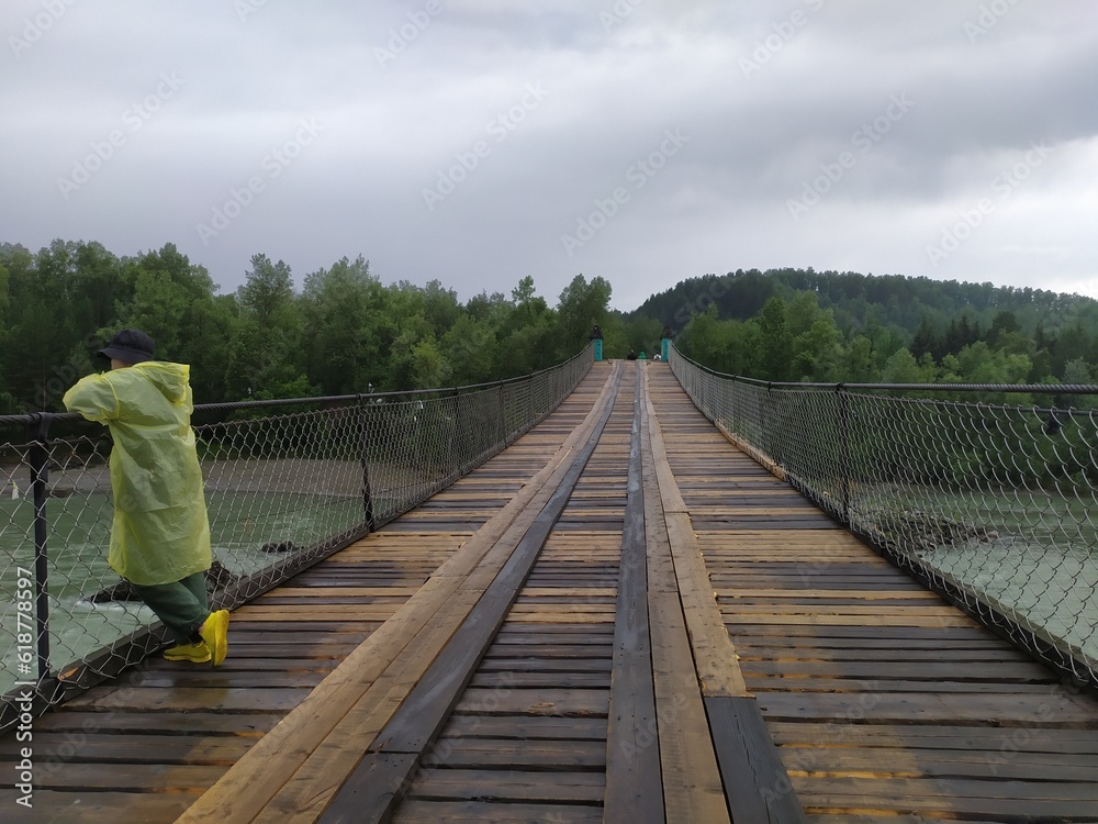 Fototapeta premium person on the bridge