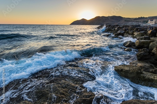 Mesmerizing view of a beautiful seascape during sunrise in Crete, Greece © Balu81/Wirestock Creators