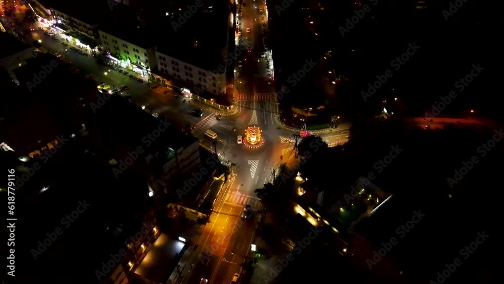 Drone camera, aerial view of Patong city, Phuket, Thailand, streets at night, the city where everyone visits at night. fun party Drone camera, aerial view of Patong city, Phuket, Thailand, streets at night, the city where everyone visits at night. fun party