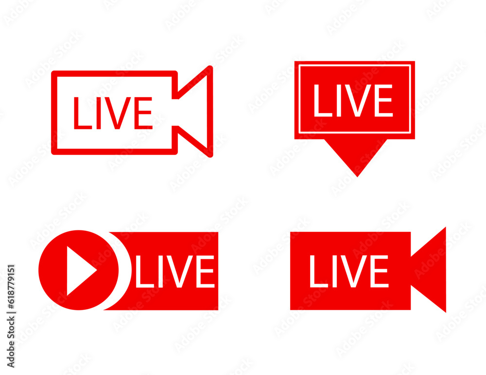 Fototapeta premium live streaming icon vector illustration set