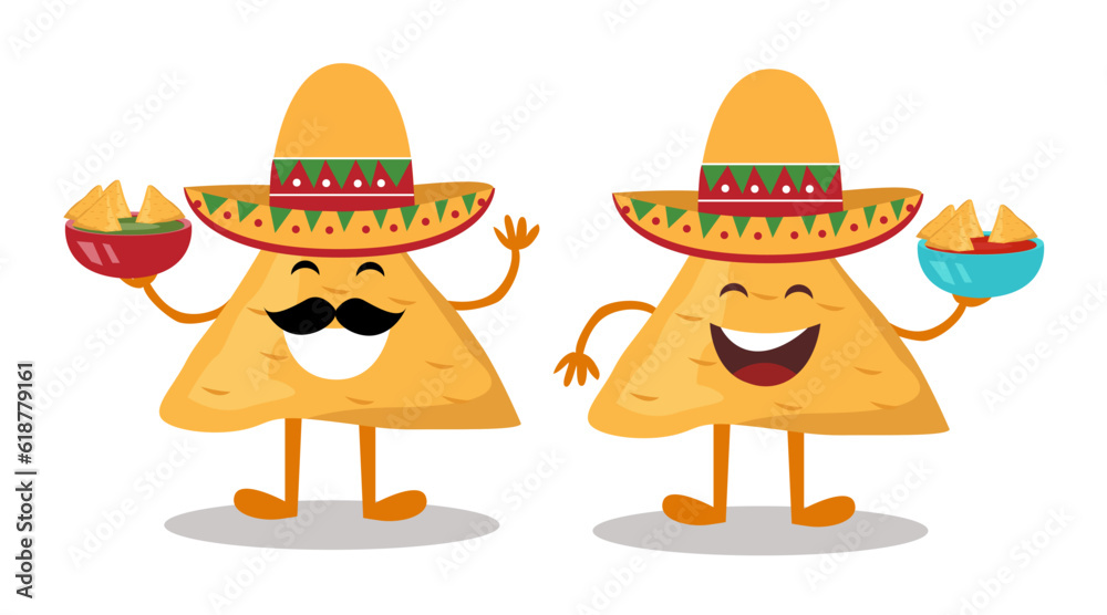 Obraz premium Nacho character design. Nachos on white background.
