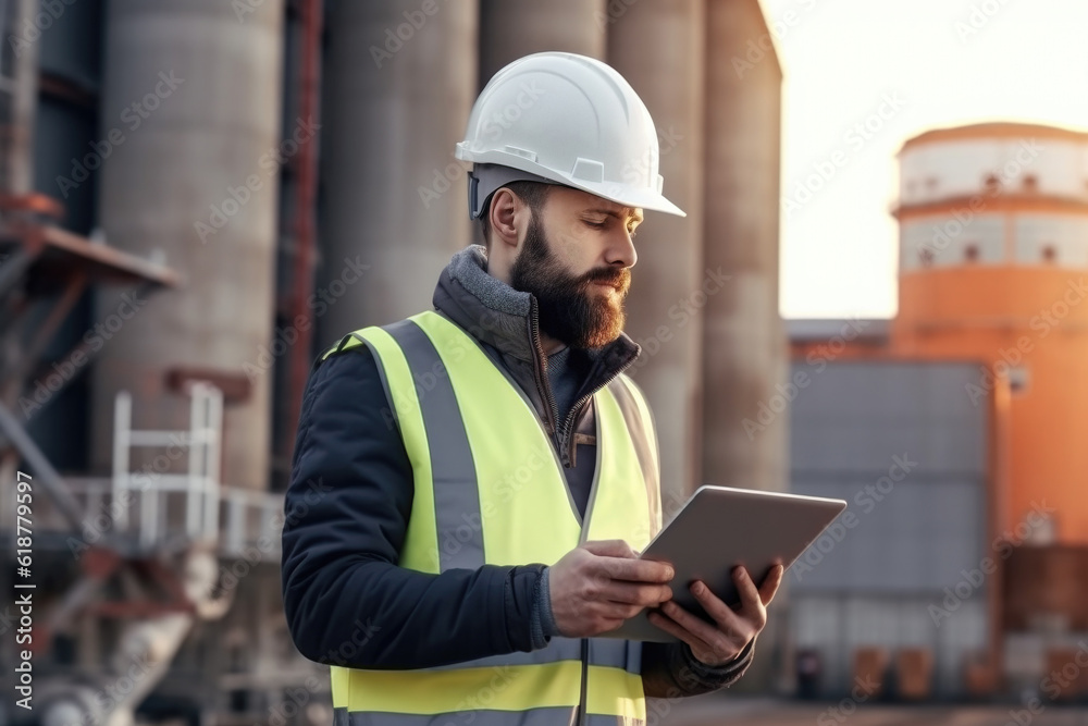 Worker on an oil refinery Worker on an oil refinery