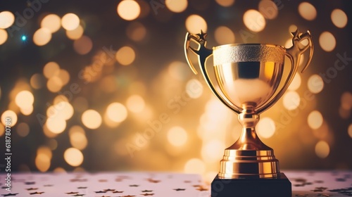 Champion Trophy with Blurred Sparks and Bokeh