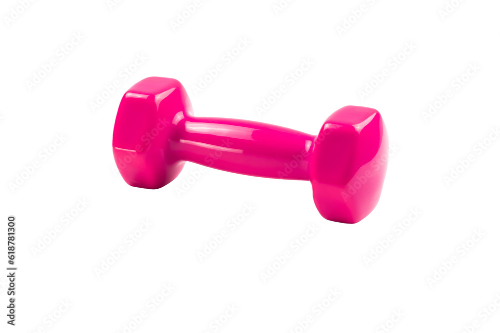 Dumbbell isolated on white background. Pink dumbbell weights. clipping path. Dumbbell isolated on white background. Pink dumbbell weights. clipping path.
