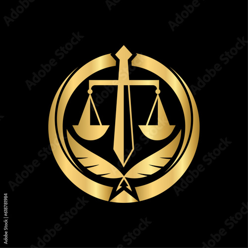 Lawrence lawyer logo design concept. Vector golden.