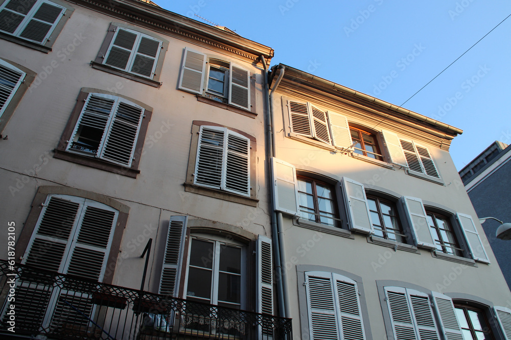 old flat buildings in strasbourg in alsace (france)