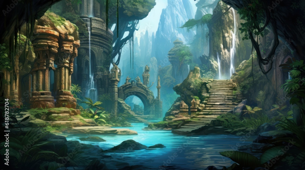 Naklejka premium Beautiful Game Environment Art