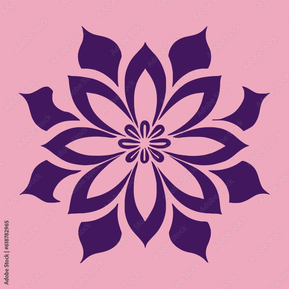 Obraz premium flower logo vector simple abstract flat mandala tattoo plant color blossom floret bloom stencil