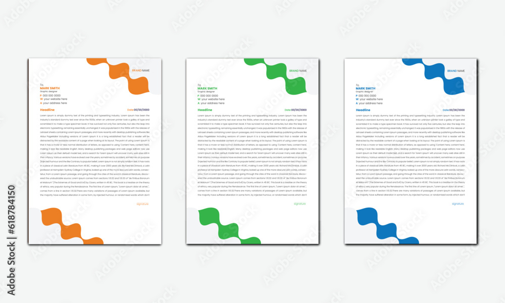 set of creative business letterhead design template Stock Vector ...