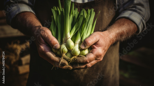 hands holding onions Generative Ai