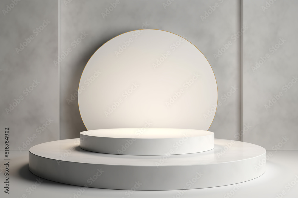 minimal white podium display for cosmetic product presentation, pedestal or platform background, 3d illustration minimal white podium display for cosmetic product presentation, pedestal or platform background, 3d illustration