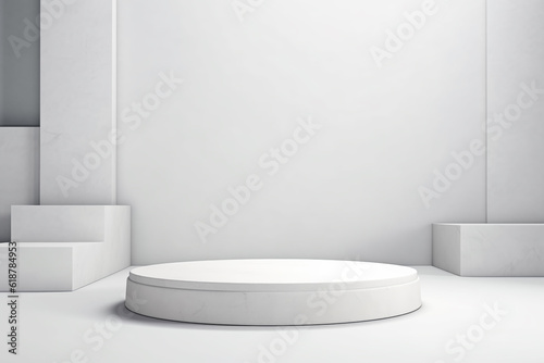 minimal white podium display for cosmetic product presentation  pedestal or platform background  3d illustration