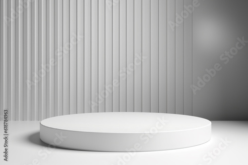 minimal white podium display for cosmetic product presentation, pedestal or platform background, 3d illustration
