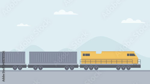 Logistic train system vector. Railway transportation. Rail Freight concept.